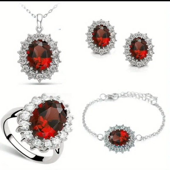 🆕️Elegant Ruby Red Jewelry Gift Set💎 - Picture 1 of 2